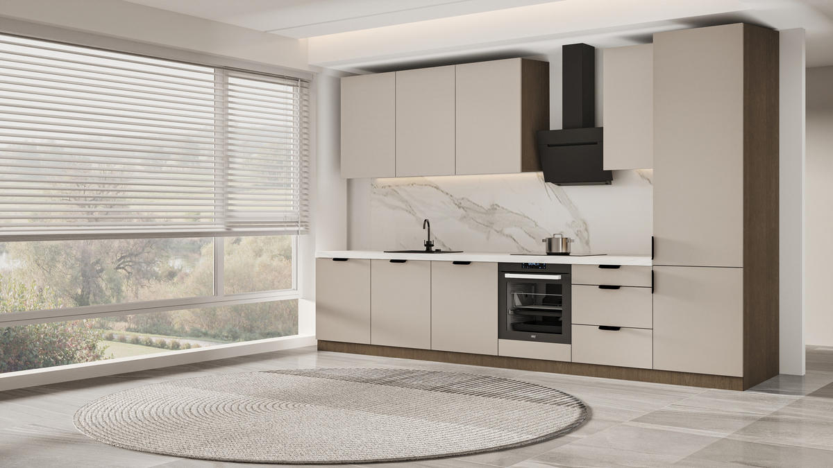 KÜCHENZEILE 360 cm - Sorento KS2-M360 - in Beige / Dunkle Eiche - Eichefarben/Beige, Holz (360/247/58cm)