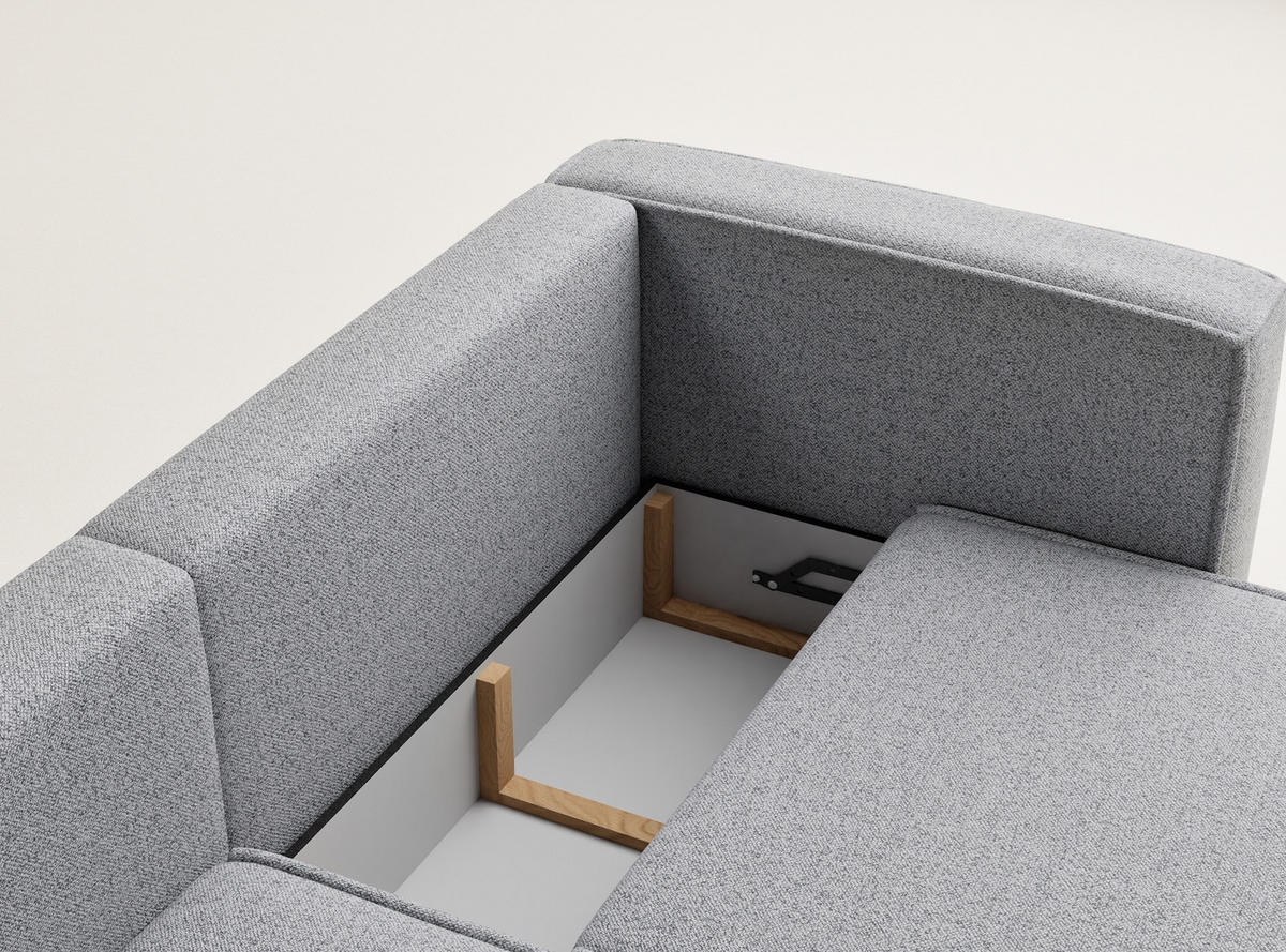 ECKSOFA MIT SCHLAFFUNKTION Velto Hellgrau Webstoff - Hellgrau/Schwarz, Holz/Holzwerkstoff (152/250cm) - Maison de Reve