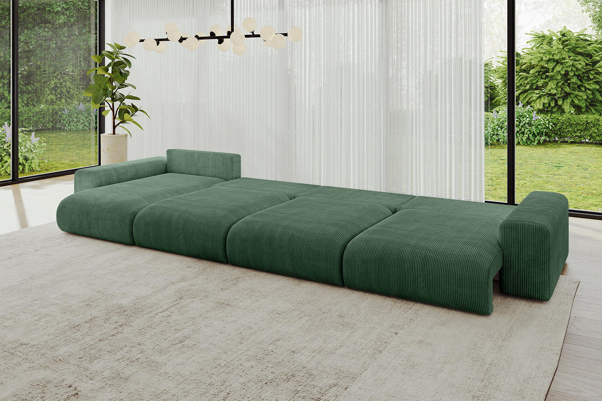 WOHNLANDSCHAFT mit Schlaffunktion ESKAR-U2-464x176x72cm Grün - Grün, Holzwerkstoff/Kunststoff (176/72/464cm) - ALTDECOR