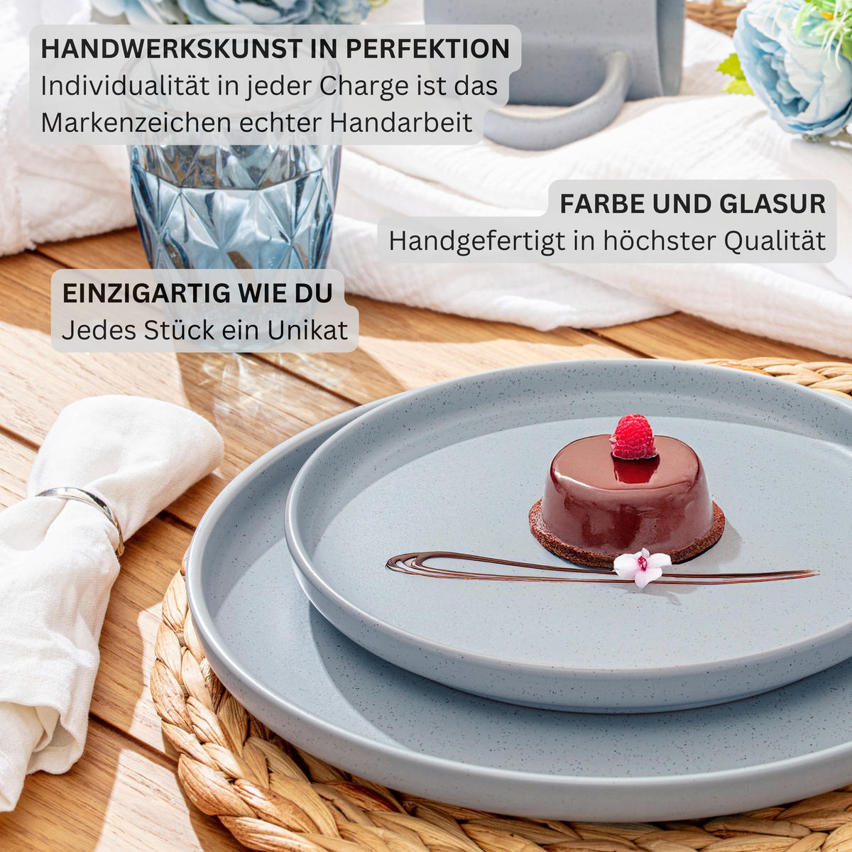 DESSERTTELLER LEEDS STERLING - 6 teilig aus Steingut - Hellgrau, Stein (20.5cm) - Sänger