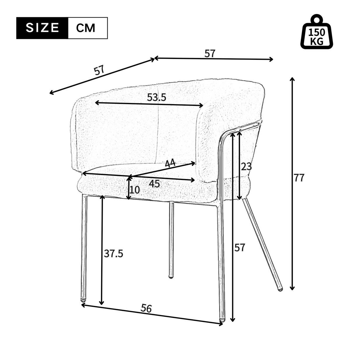 ESSZIMMERSTÜHLE Beige Kunstfell mit Metallbeinen - Beige/Goldfarben, Textil (57/77/57cm) - Urban Meuble