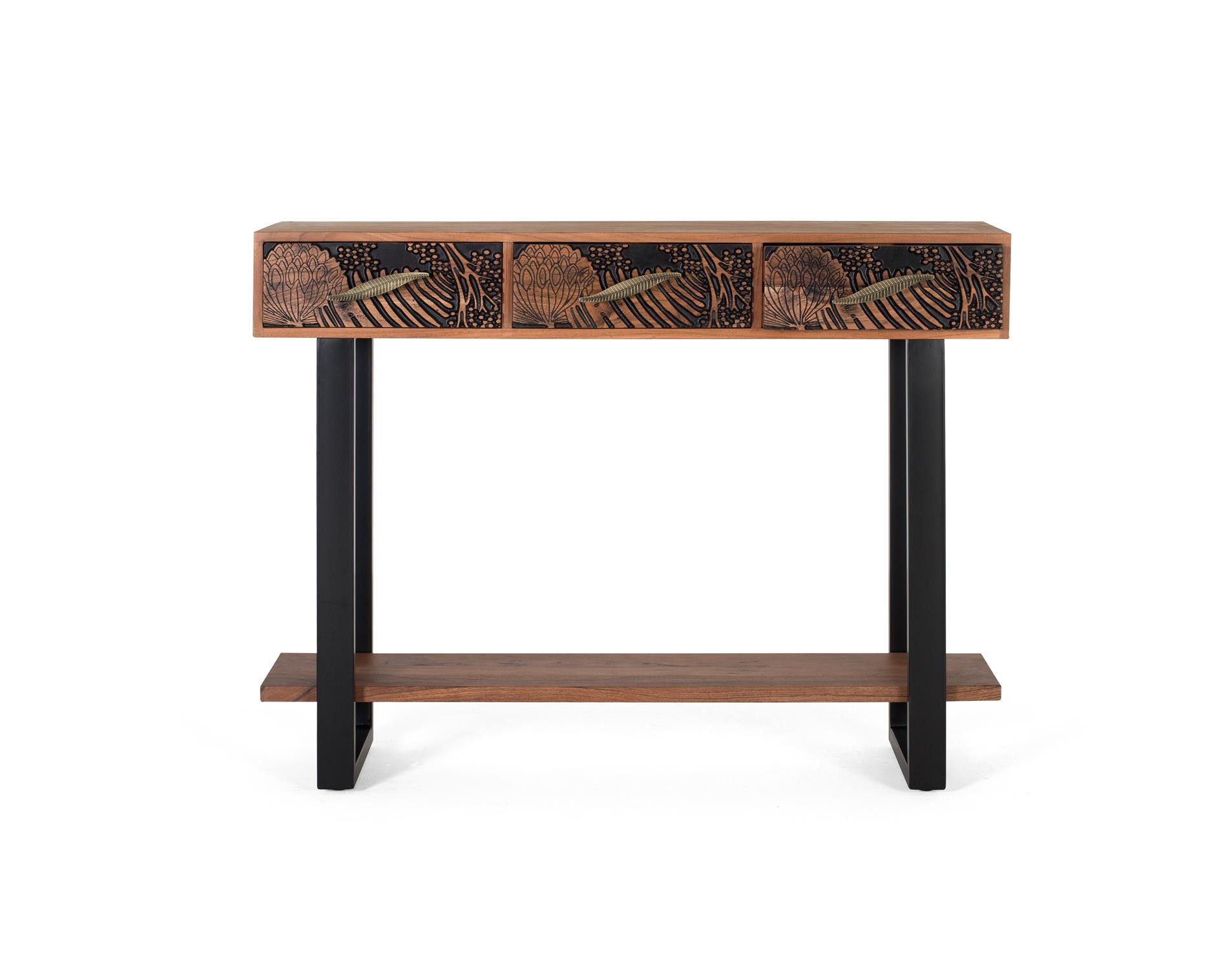 KONSOLE aus braun gebeiztem Akazienholz - Braun, Holz (120/91/35cm) - Giner y Colomer