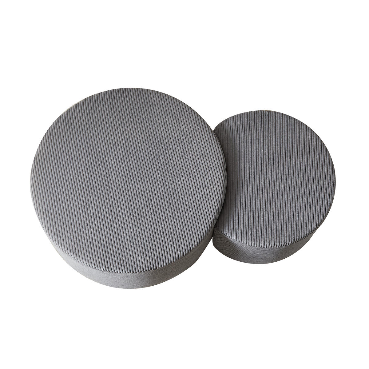 COUCHTISCH 2er Set Rund Gepolsterter Montagefrei - Grau, Textil (81/81/40cm) - Urban Meuble