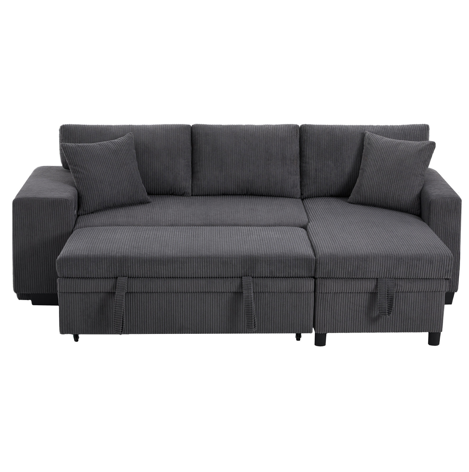 SCHLAFSOFA aus Cord Grau 231x131,5x84 cm mit Stauraum, USB- und Typ-C-Anschluss - Grau, Textil (131.5/84/231cm) - IVMEU