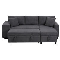 SCHLAFSOFA aus Cord Grau 231x131,5x84 cm mit Stauraum, USB- und Typ-C-Anschluss - Grau, Textil (131.5/84/231cm) - IVMEU