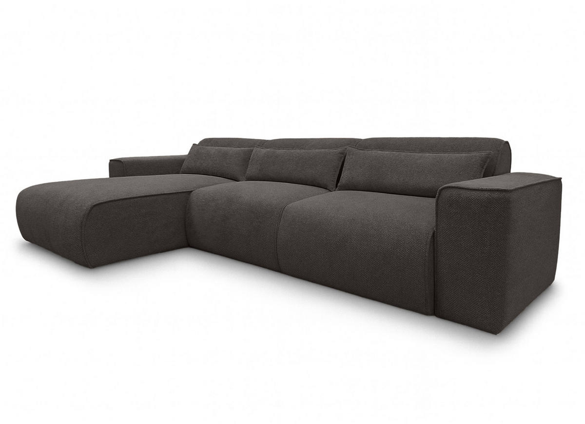 ECKSOFA L Form Ruyam Grau 310/165/78 cm – Schlaffunktion Links - Schwarz/Grau, Kunststoff/Textil (170/310cm) - AX Living
