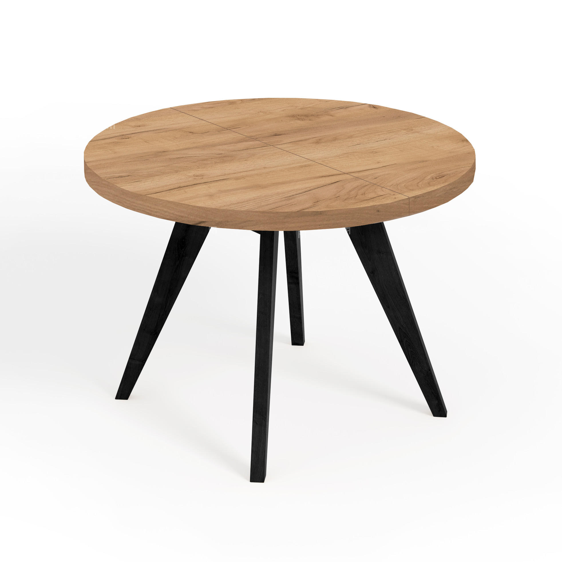 ESSTISCH LORA, Durchmesser: 110 / 210 cm Eiche Craft Golden / Schwarz - Eichefarben/Schwarz, Holz (110/210/76cm) - Dekori_Interiors