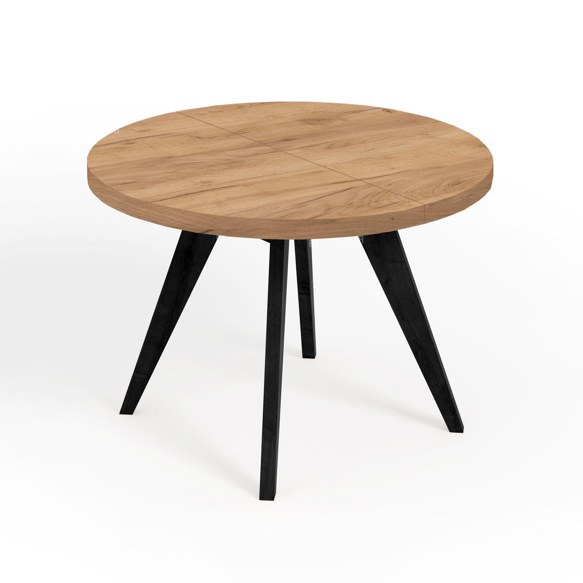 ESSTISCH LORA, Durchmesser: 110 / 210 cm Eiche Craft Golden / Schwarz - Eichefarben/Schwarz, Holz (110/210/76cm) - Dekori_Interiors