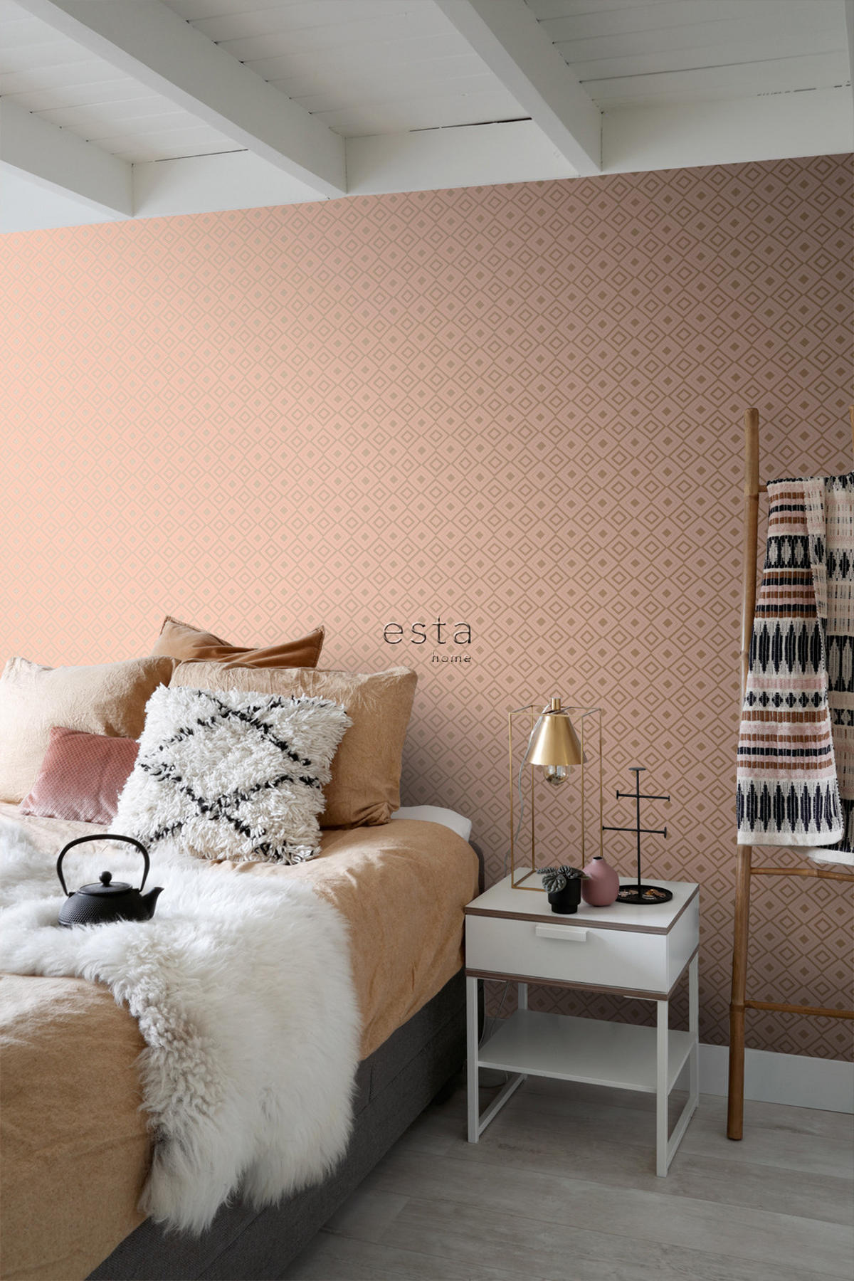 TAPETE Karomuster 53 cm x 10.05 m - Pink, Papier (53/1000cm) - ESTAhome
