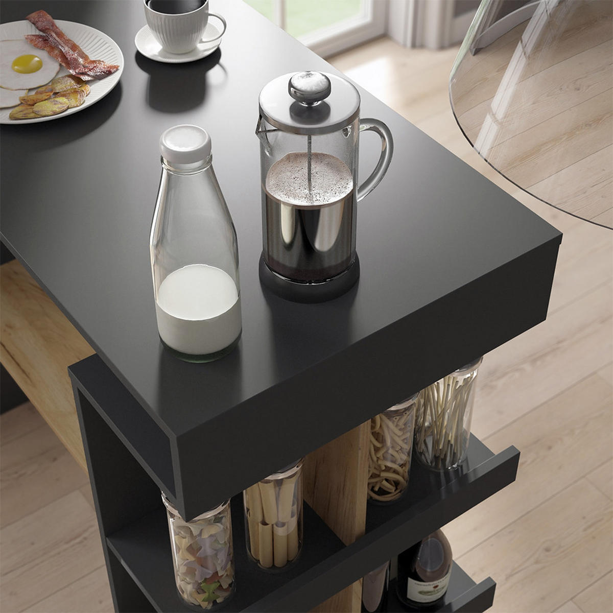 BARTISCH Dana Anthrazit/Goldkraft Eiche 108 x 50 cm - Honigeiche/Anthrazit, Holzwerkstoff (50/108/103cm) - Vicco