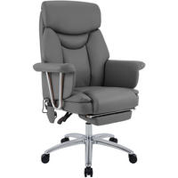 CHEFSESSEL Echtleder Grau - Chromfarben/Grau, Leder/Metall (78/114/66cm) - CLP