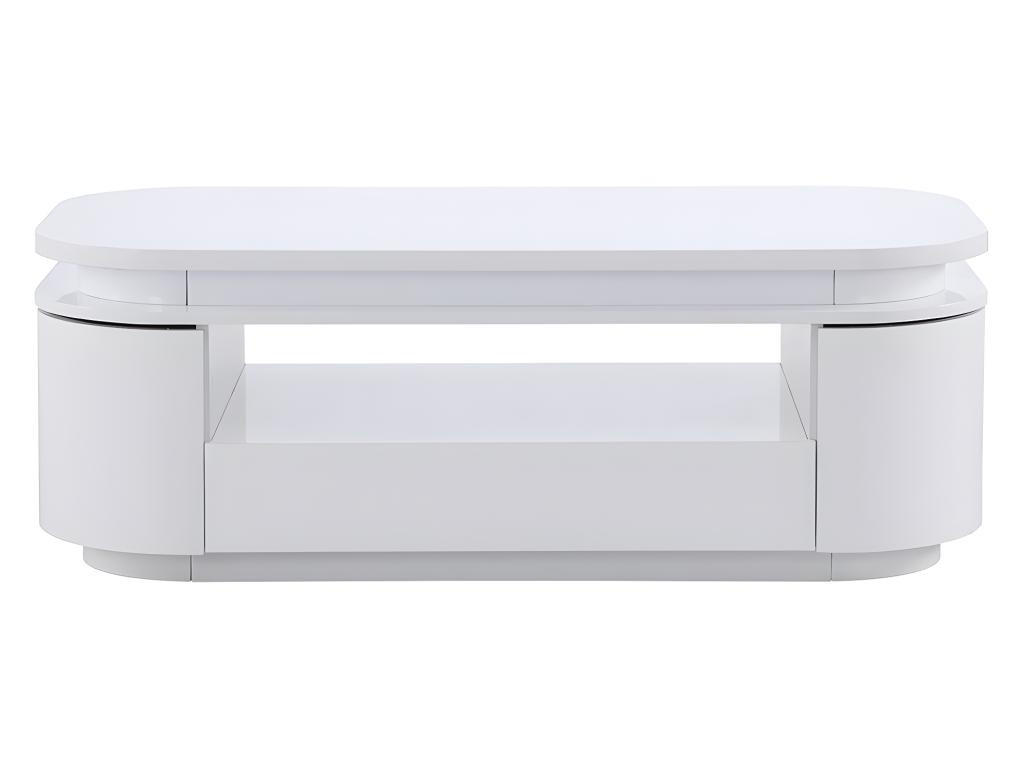 COUCHTISCH mit 4 Türen & 1 Schublade + LEDs - MDF - Weiß - VANDANA - Weiß, Holz (120/60/42.5cm) - Vente-Unique