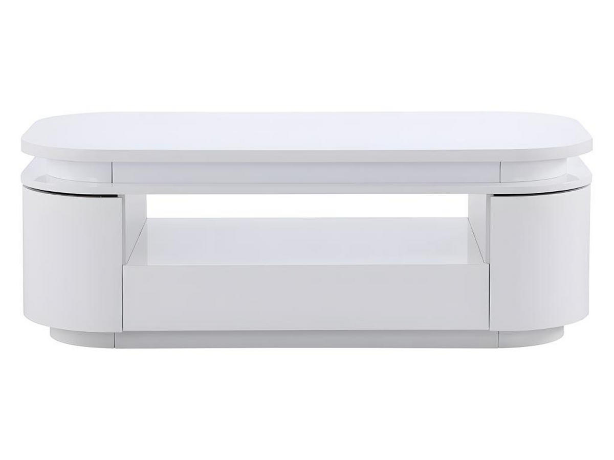 COUCHTISCH mit 4 Türen & 1 Schublade + LEDs - MDF - Weiß - VANDANA - Weiß, Holz (120/60/42.5cm) - Vente-Unique