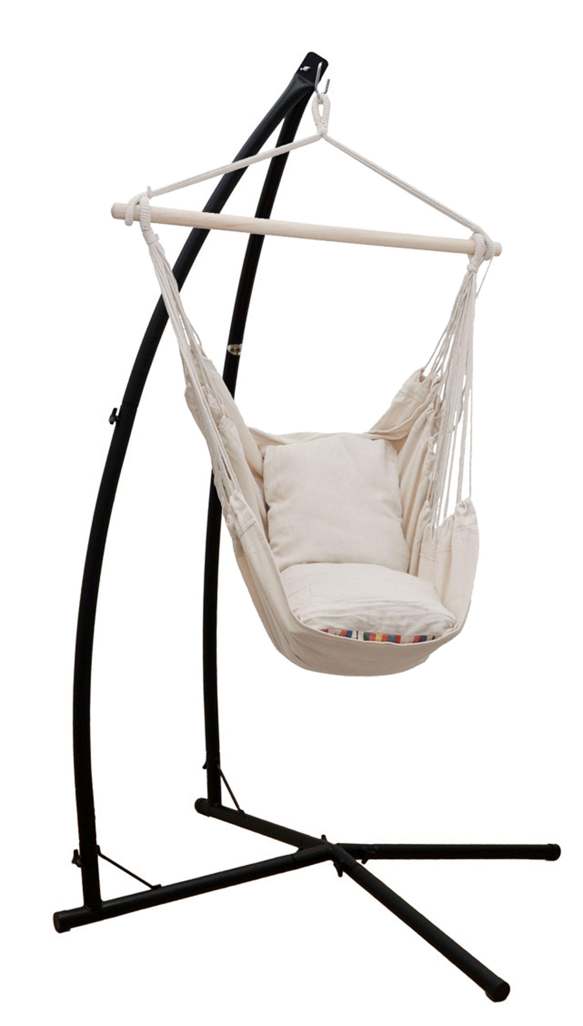 HÄNGESESSEL inkl. Gestell, bis 120kg, 216cm, Beige - Beige, Textil (110/215/110cm) - Amanka