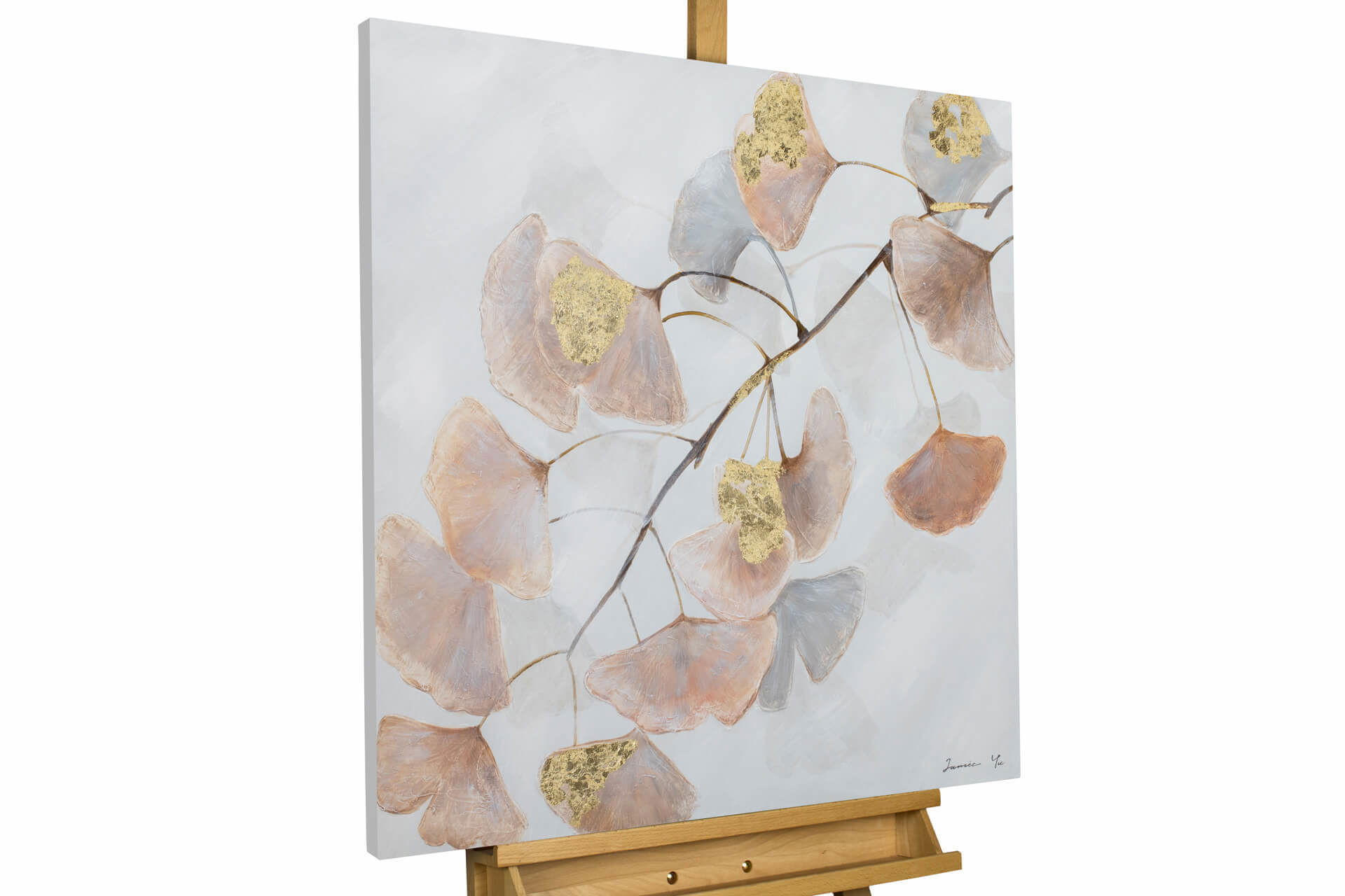 ACRYLBILD HANDGEMALT 80/80 cm - Beige/Braun, Holz/Textil (0.96/80cm) - KUNSTLOFT