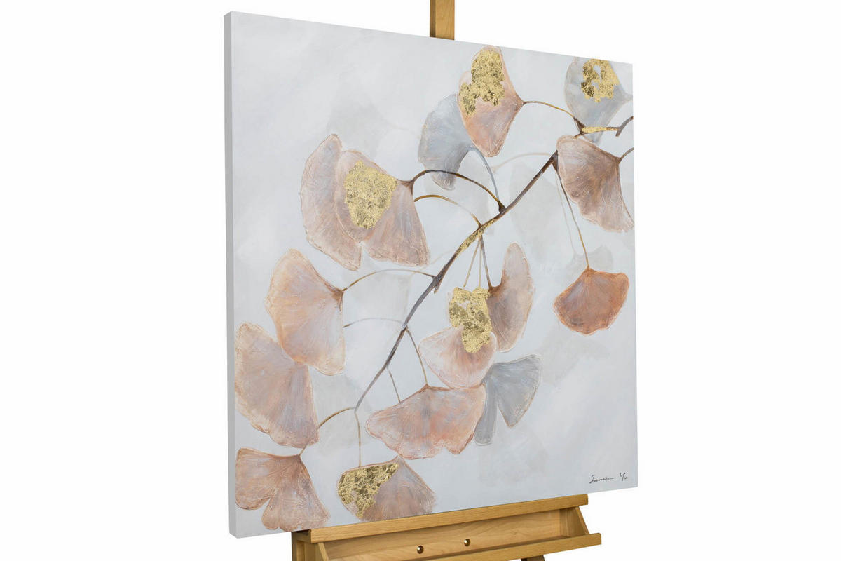 ACRYLBILD HANDGEMALT 80/80 cm - Beige/Braun, Holz/Textil (0.96/80cm) - KUNSTLOFT