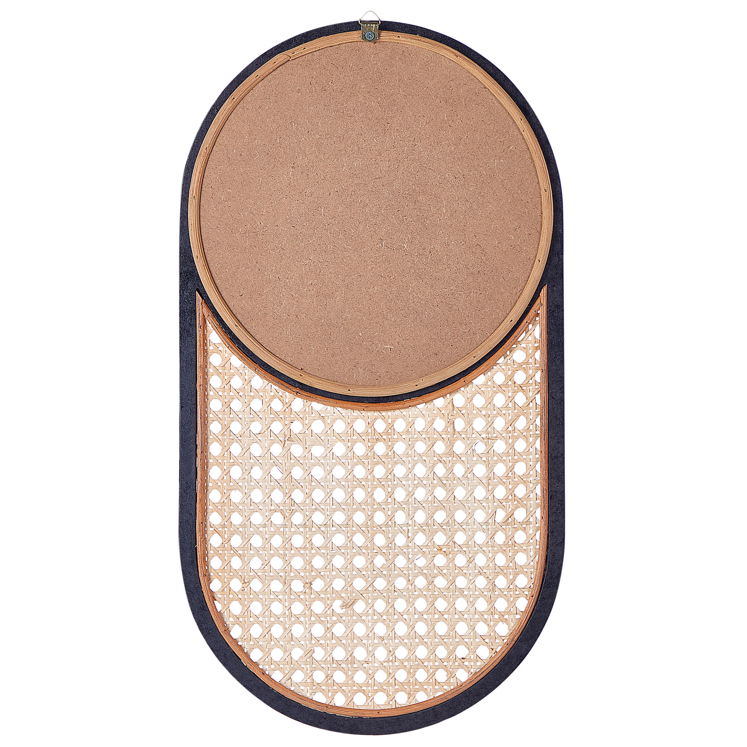 WANDSPIEGEL Rattan naturfarben/schwarz 30/56 cm Baleal - Beige/Schwarz, Naturmaterialien (30/56/2cm) - Beliani