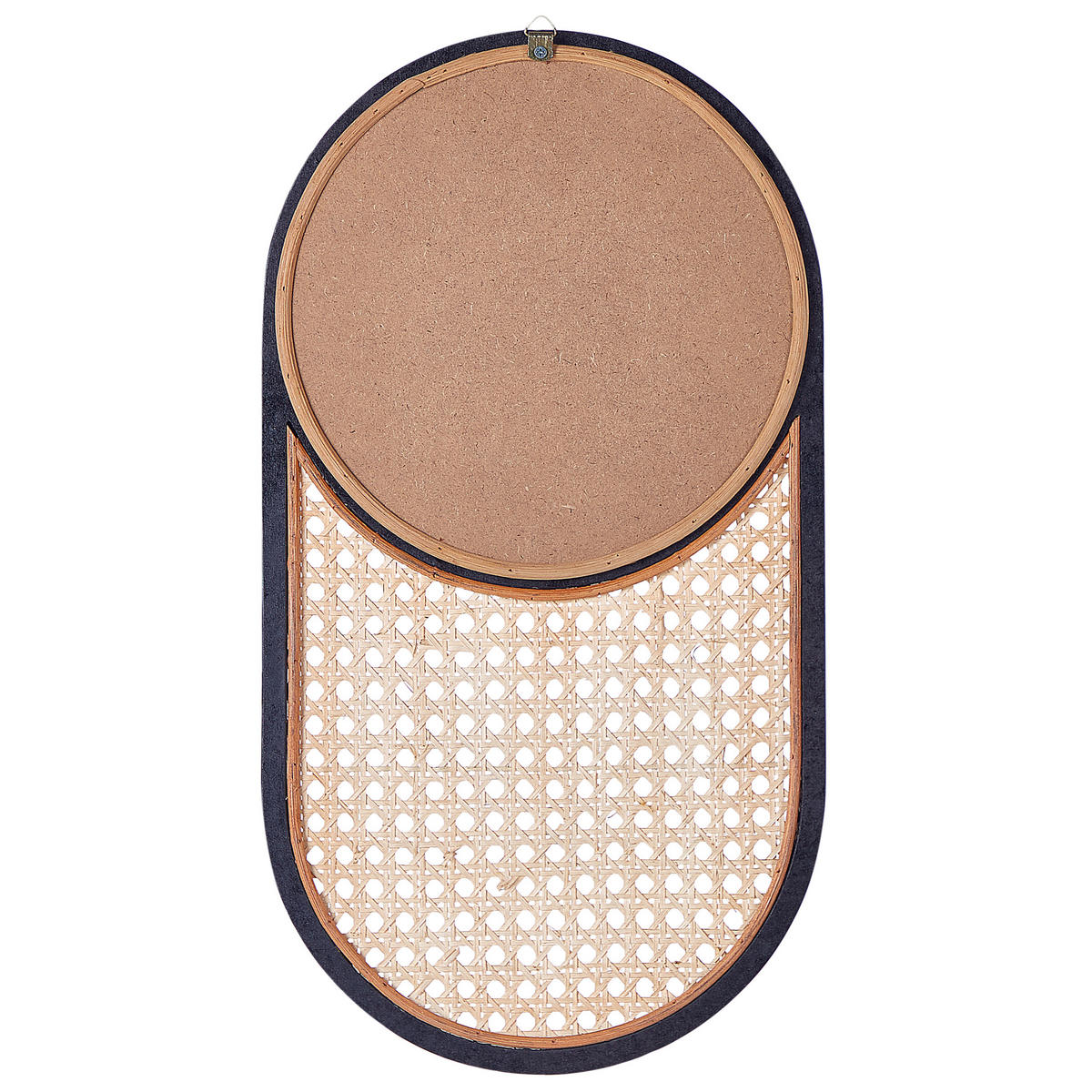 WANDSPIEGEL Rattan naturfarben/schwarz 30/56 cm Baleal - Beige/Schwarz, Naturmaterialien (30/56/2cm) - Beliani