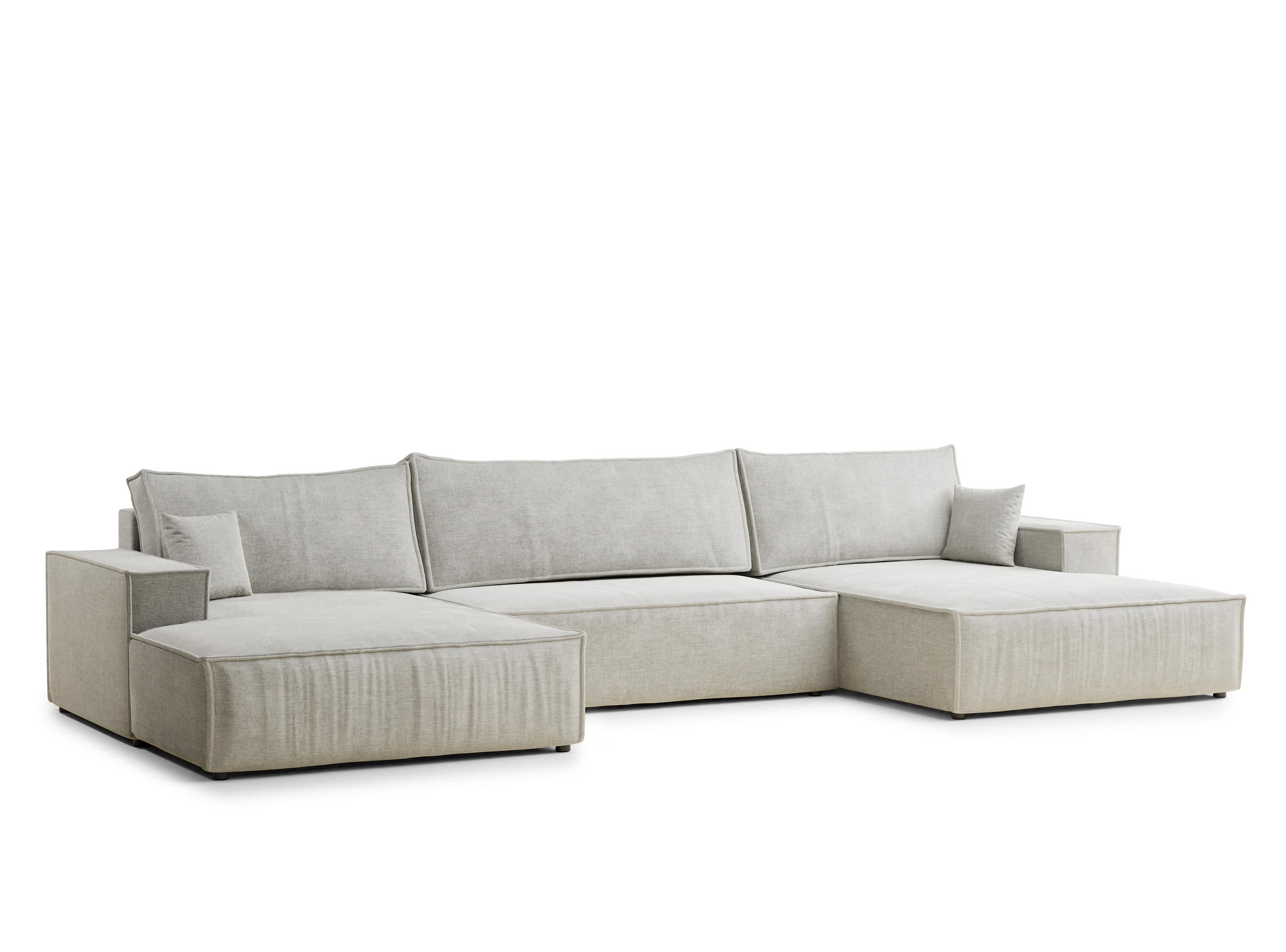 WOHNLANDSCHAFT Kyoto Grau Chenille-Stoff - Schwarz/Grau, Holz/Holzwerkstoff (398/70/148cm) - Maison de Reve