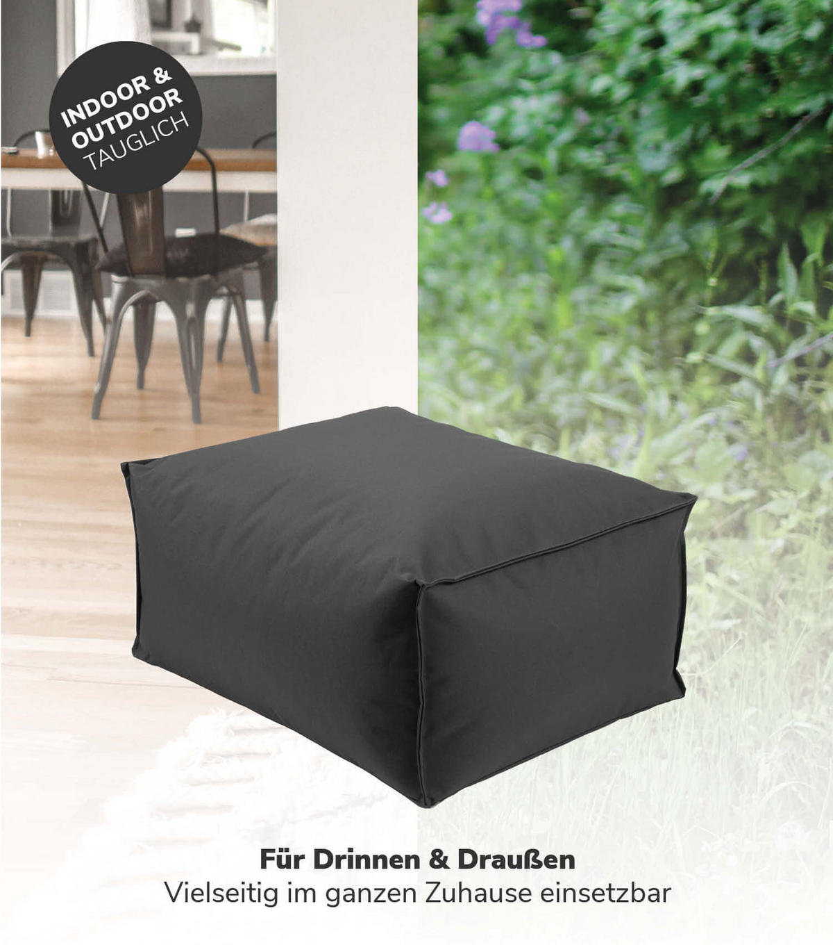 OUTDOOR POUF mit Schutzhülle Der Ruhestifter - Anthrazit, Textil (60/25/45cm) - Mokebo