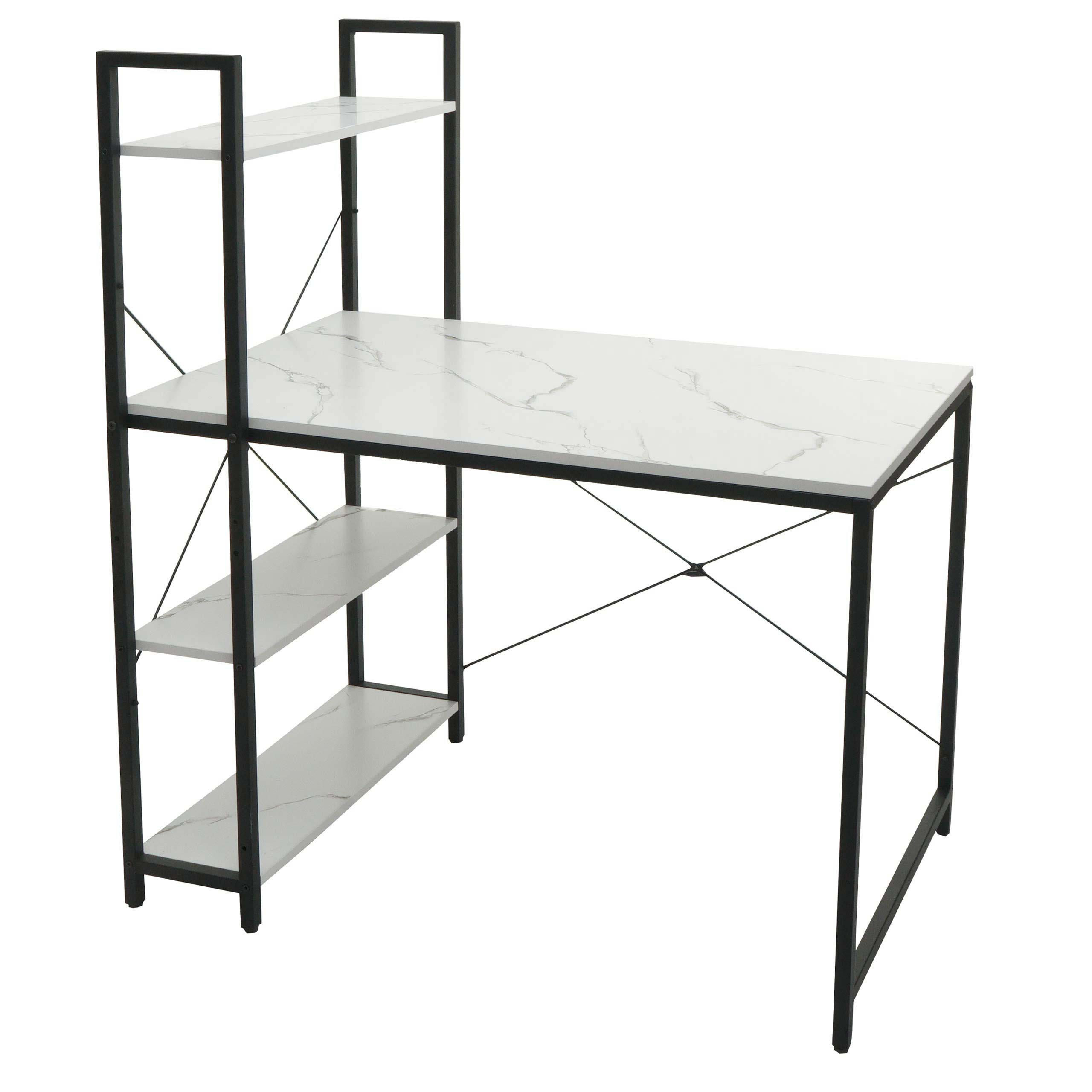 SCHREIBTISCH MIT REGAL eckig Marmor Weiß Dekor - Weiß, Holzwerkstoff (60/100/120cm) - MCW