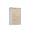 SCHIEBETÜRENSCHRANK - NOAH 04 Weiß + Sonoma - Weiß/Sonoma Eiche, Holzwerkstoff/Metall (120/200/61cm) - Möblo