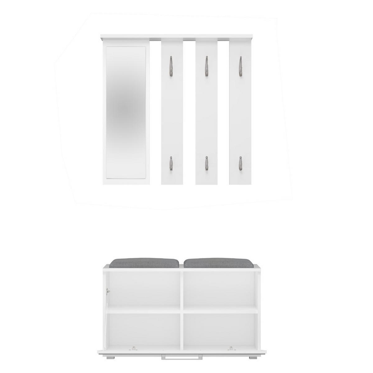 GARDEROBE set de mobilier pentru hol cu oglindă, alb 85/180/35 - alb, compozit lemnos (85/180/35cm) - RAUMHIRSCH FURNITURE