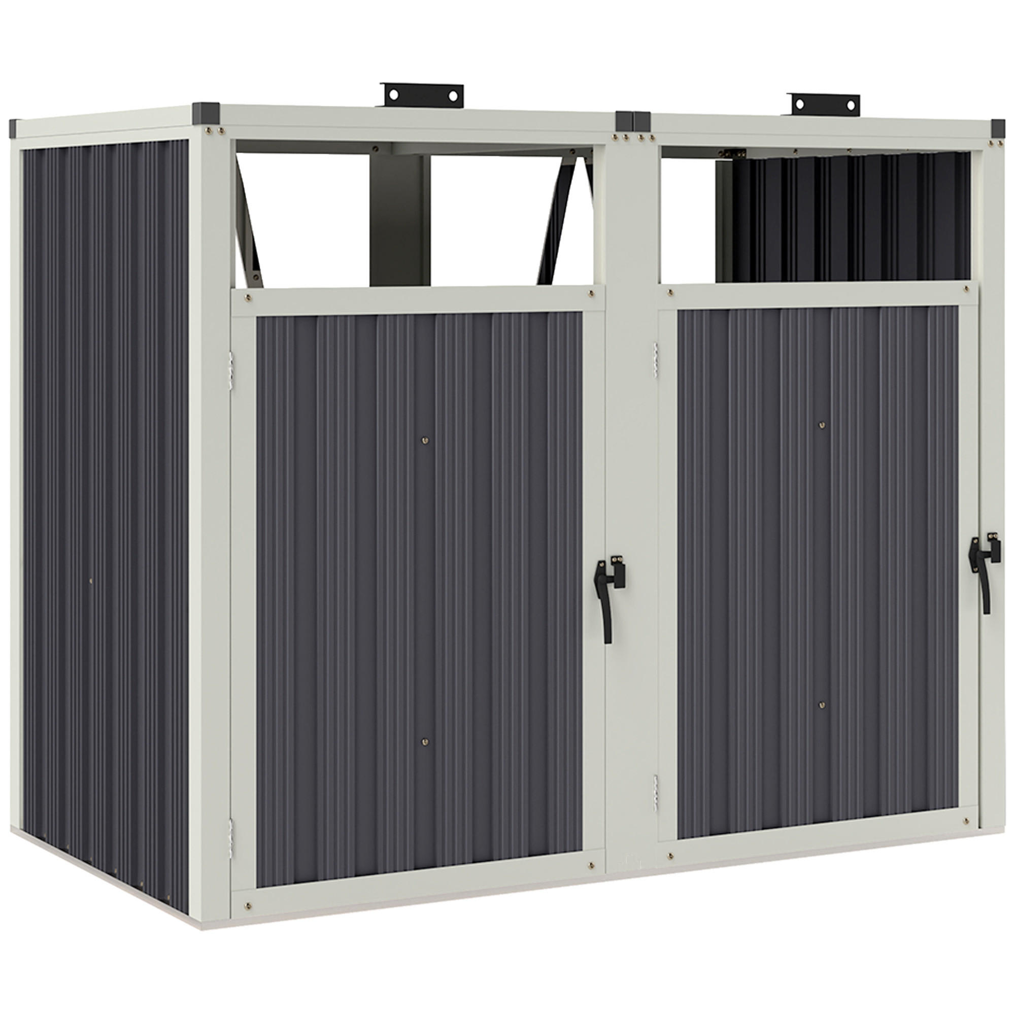 GARTENHAUS Zweiteiliger Mülltonnenunterstand mit Klappdeckel, 146 x 81 x 122 cm ,dunkelgrau - Dunkelgrau, Metall (81/122/146cm) - Vallsero