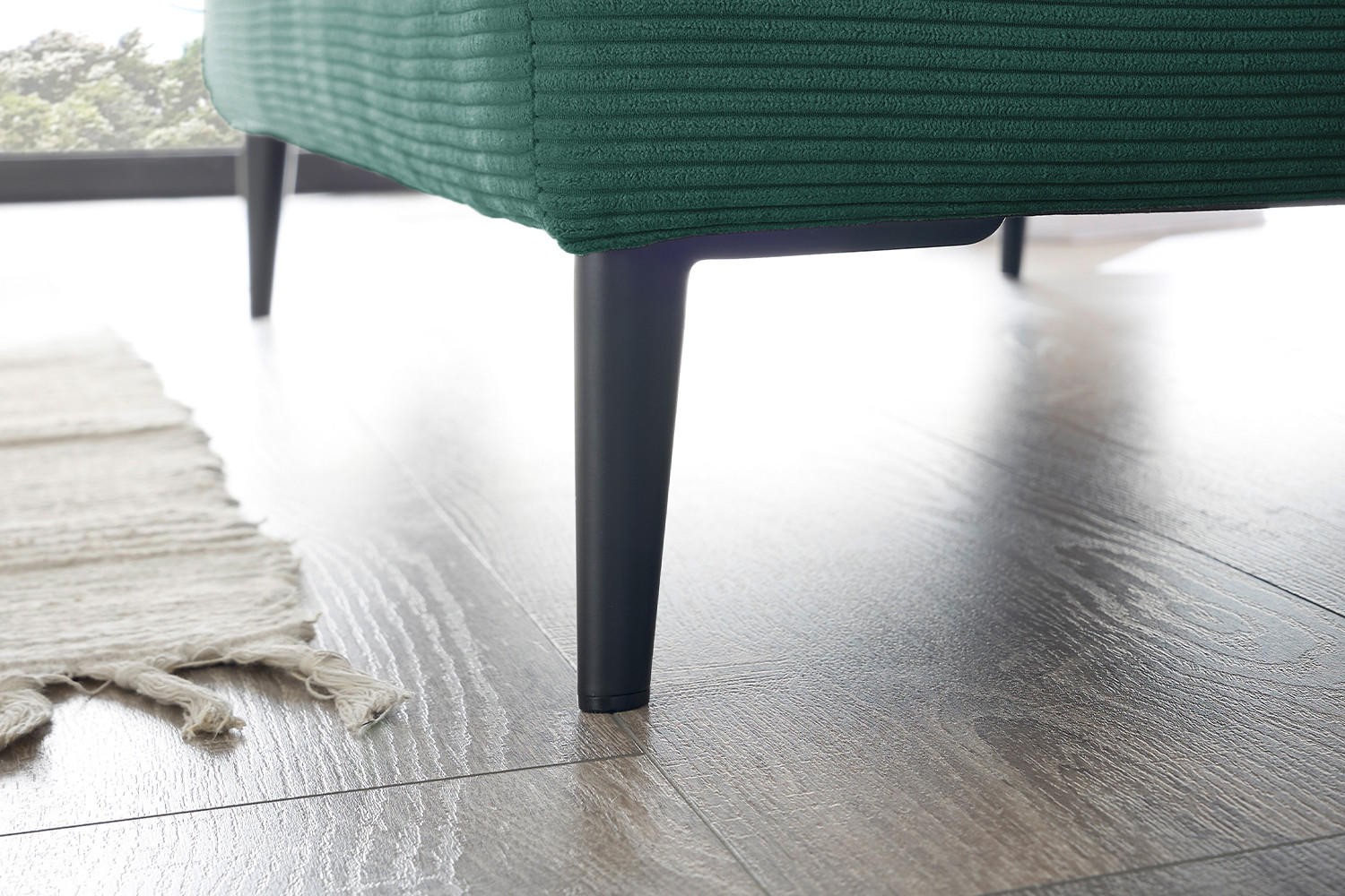 LONGSEAT CARA Smaragdgrün Cord - Smaragdgrün/Schwarz, Textil/Metall (132/84/170cm) - KAWOLA