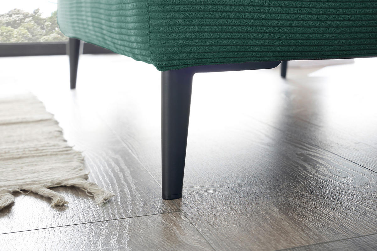 LONGSEAT CARA Smaragdgrün Cord - Smaragdgrün/Schwarz, Textil/Metall (132/84/170cm) - KAWOLA