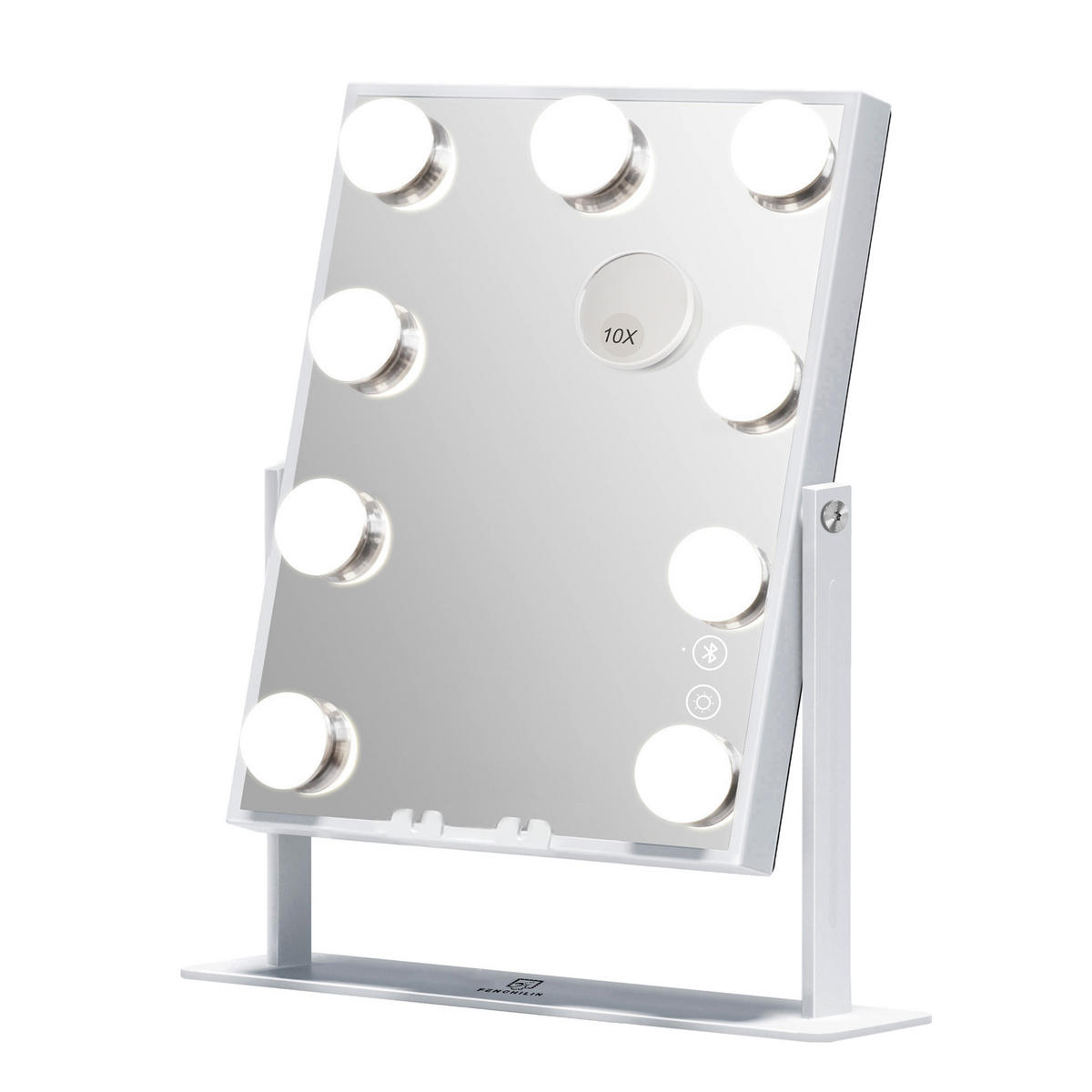 SCHMINKSPIEGEL mit LED-Beleuchtung und Bluetooth weiß 25/30 cm - Weiß, Metall (25/30/3cm) - VANITII