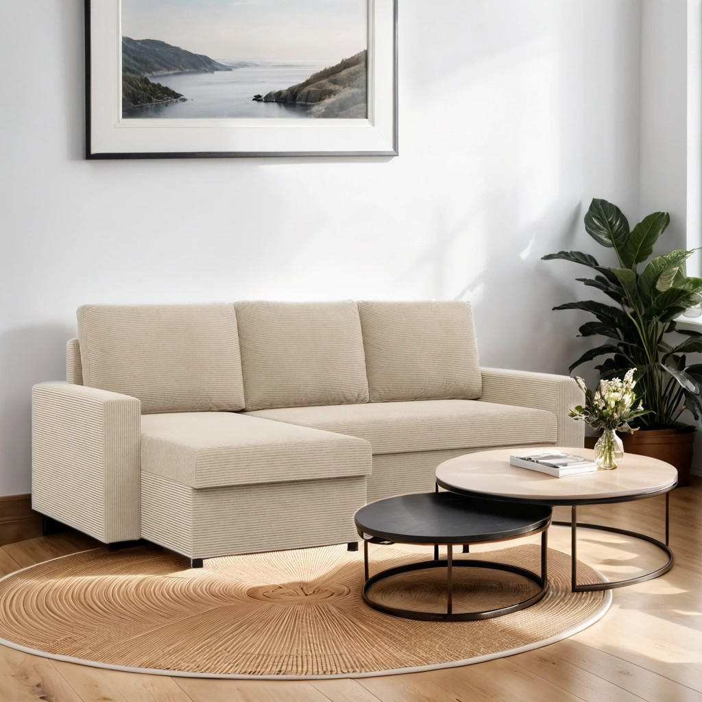 Thumbnail - Simkam Furniture Ecksofa, Beige, Textil, L-Form, 231x140 cm, Wohnzimmer, Sofas & Couches, Wohnlandschaften, Ecksofas