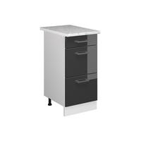 KÜCHENSCHRANK R-Line Anthrazit Hochglanz 40 cm mit Schubladen AP Marmor - Schwarz Hochglanz/Anthrazit, Holzwerkstoff (40/81.6/60cm) - Vicco