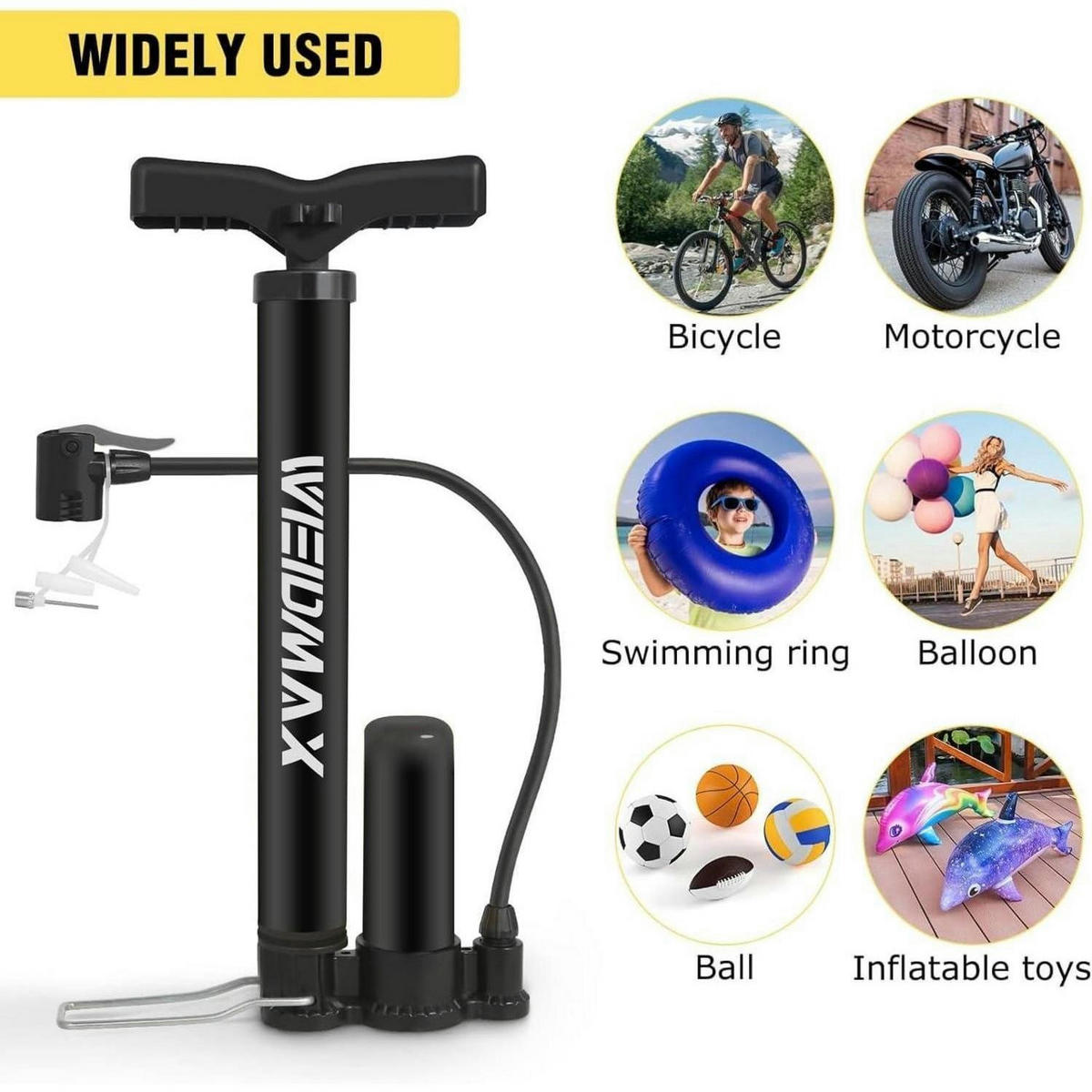 FAHRRADPUMPE mit Presta & Schrader Ventil 120PSI Schwarz - Schwarz, Kunststoff (13/4.5/34.3cm)