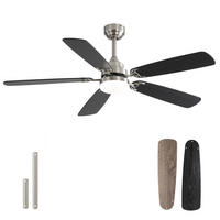DECKENVENTILATOR DE-16265 132 cm mit LED & Memory-Funktion Schwarz - Schwarz, Holzwerkstoff (132.08/132.08/19.3cm) - ComfortXL