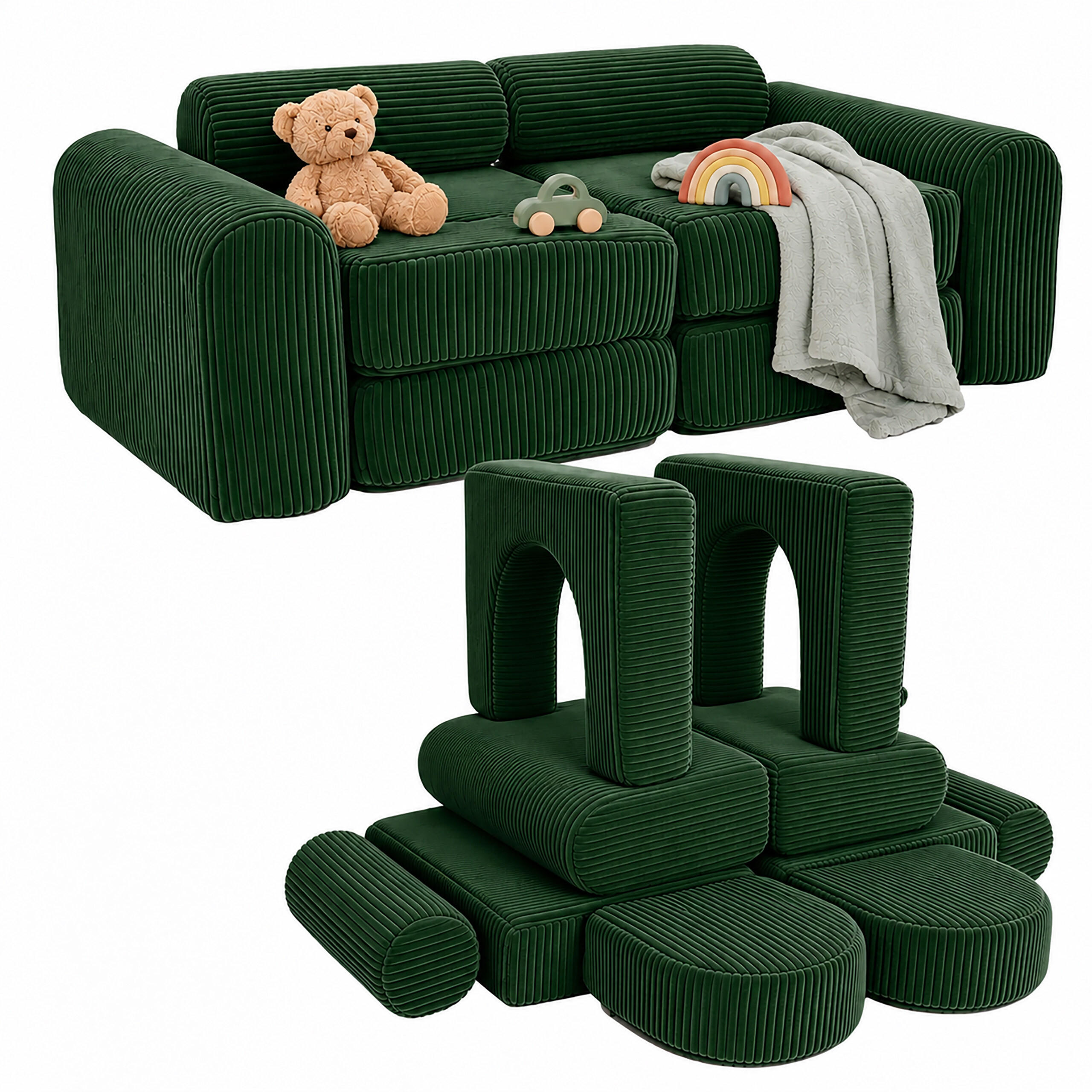 CANAPEA Verde copii set-10-piese modulara