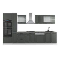 KUHINJSKI BLOK R-Line Antracitna podeželska hiša/bela 350 cm z visoko omaro, brez delovne plošče - bela/antracit, leseni material (350/206.8/46cm) - Vicco