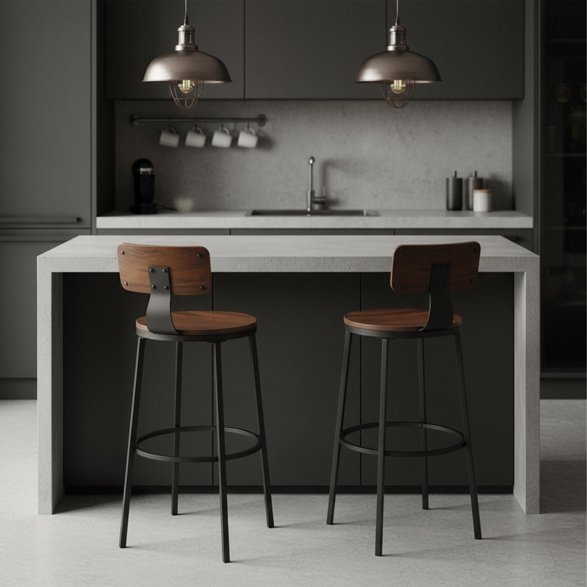 2XBARHOCKER - Multicolor/Schwarz, Holzwerkstoff/Metall (54/99/54cm) - Relaxdays