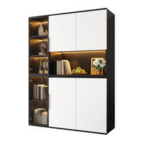 HOCHSCHRANK Vitrine LED Glaselemente Schwarz Weiß MDF - Multicolor, Holzwerkstoff (120/160/40cm) - FLIEKS