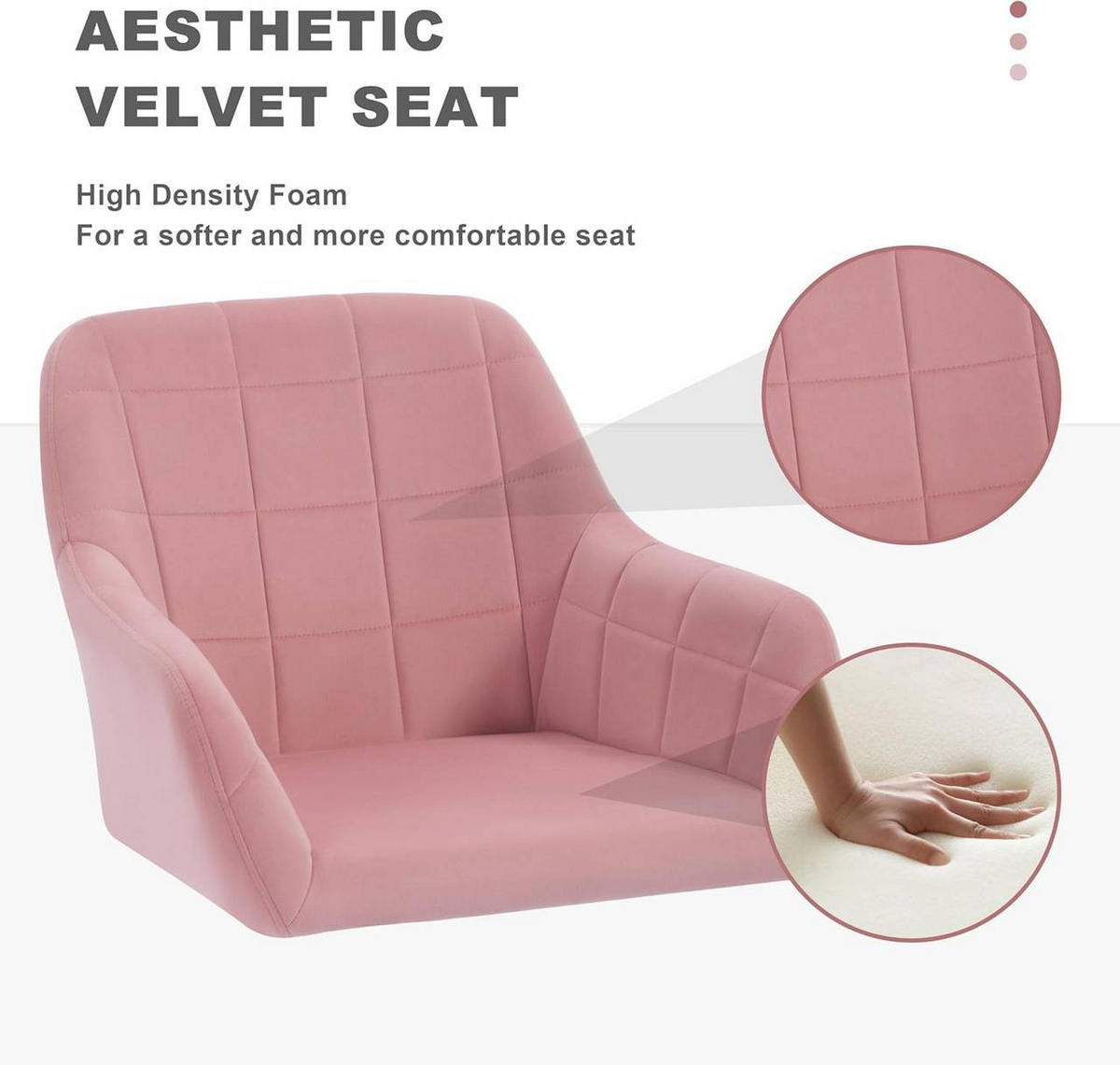 DREHSTUHL drehbar, Bürostuhl ergonomisch, Samt, Rosa - Weiß/Rosa, Kunststoff/Textil (58/77/61cm) - Woltu