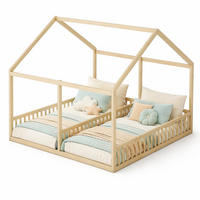 HAUSBETT 90/200 mit Hausdesign und Sicherheitsgeländer in Natur - Naturfarben, Holzwerkstoff (90/200cm) - EVRYAE