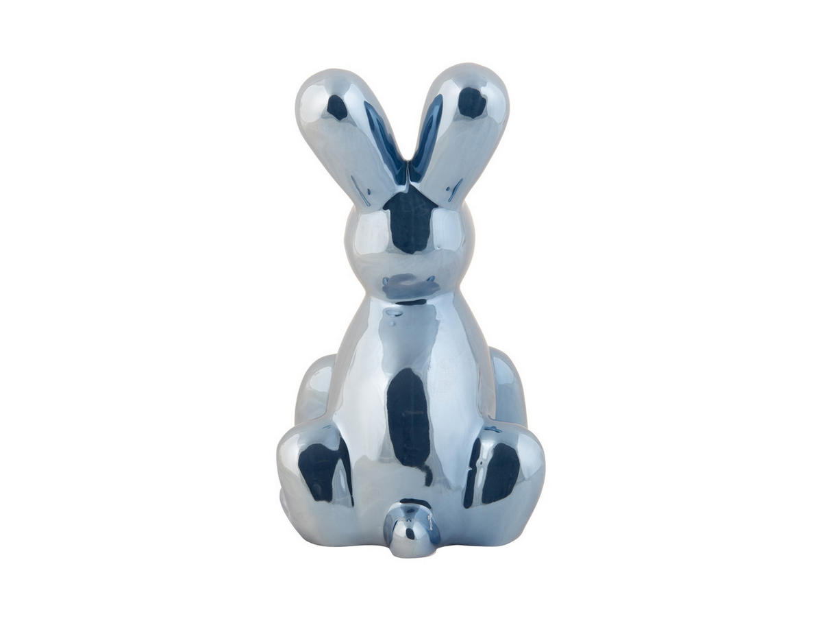SKULPTUR Balloon Bunny 12.7/11.5/20 cm - Blau, Keramik (11.5/20/12.7cm) - Present Time