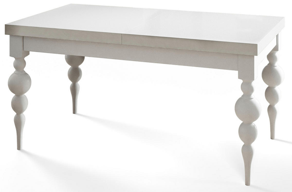 ESSZIMMERTISCH LENA, ausziehbarer Tisch 120-160X80X78,5 cm, Farbe: Weiß, mit Tischbeinen in Farbe Weiß - Weiß, Holzwerkstoff (120/80/79cm) - Alpi-Möbel
