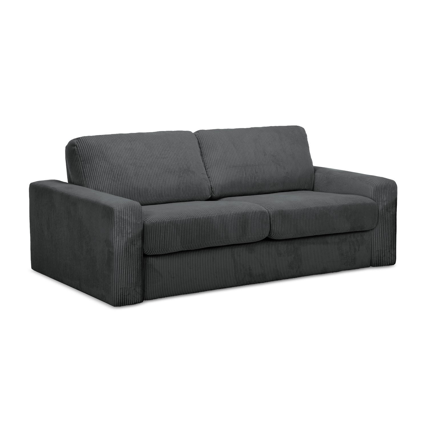 3-SITZER SOFA mit Schlaffunktion Cord Stoff Grau - Dunkelgrau/Schwarz, Kunststoff/Textil (195/80/100cm) - LaMiaSofa