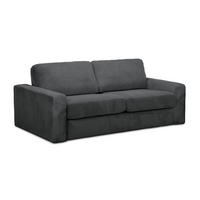 3-SITZER SOFA mit Schlaffunktion Cord Stoff Grau - Dunkelgrau/Schwarz, Kunststoff/Textil (195/80/100cm) - LaMiaSofa