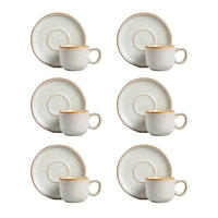 TASSE Morita mit Untertasse 0,1 l 6er-Set - Creme, Keramik (0.1L) - Homla