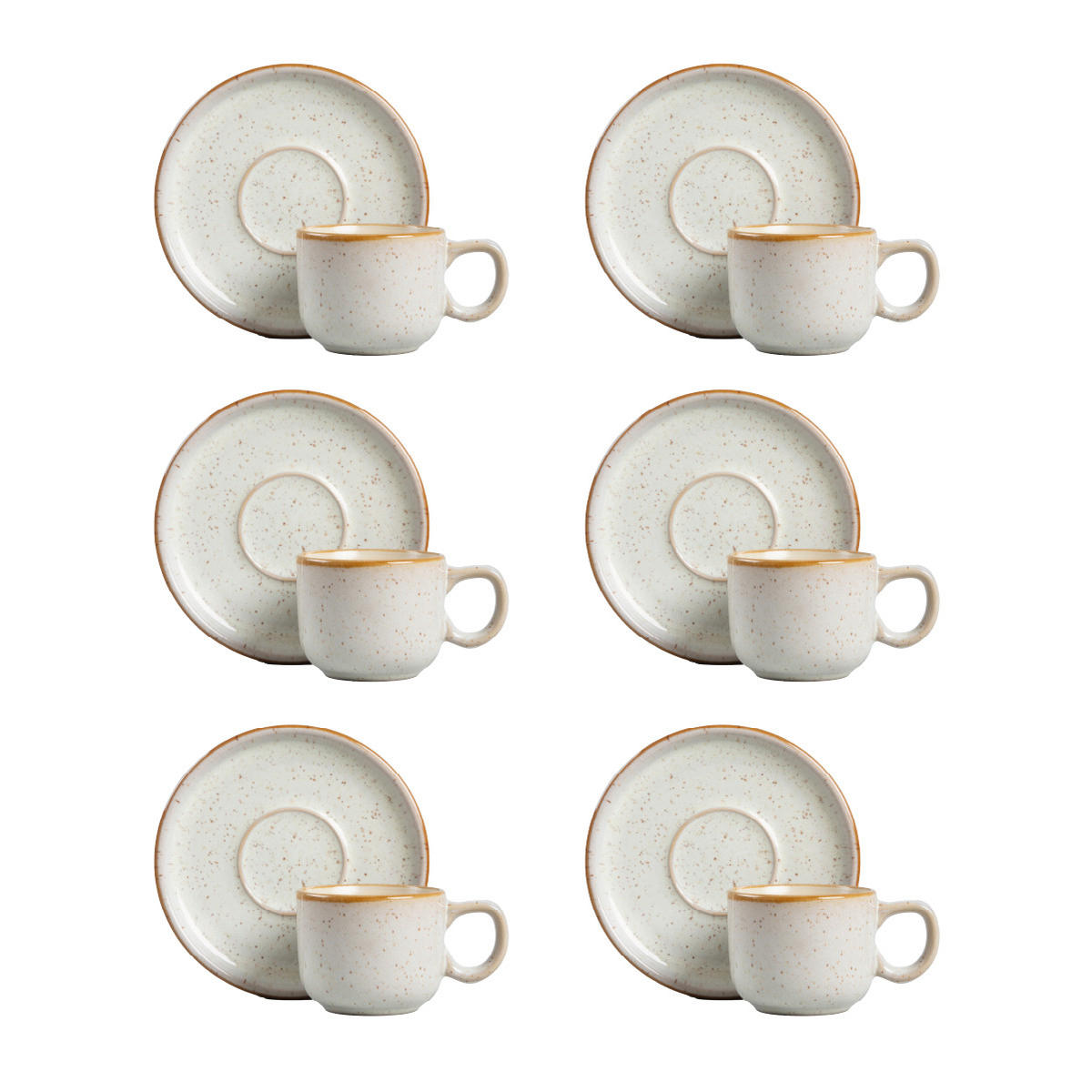 TASSE Morita mit Untertasse 0,1 l 6er-Set - Creme, Keramik (0.1L) - Homla