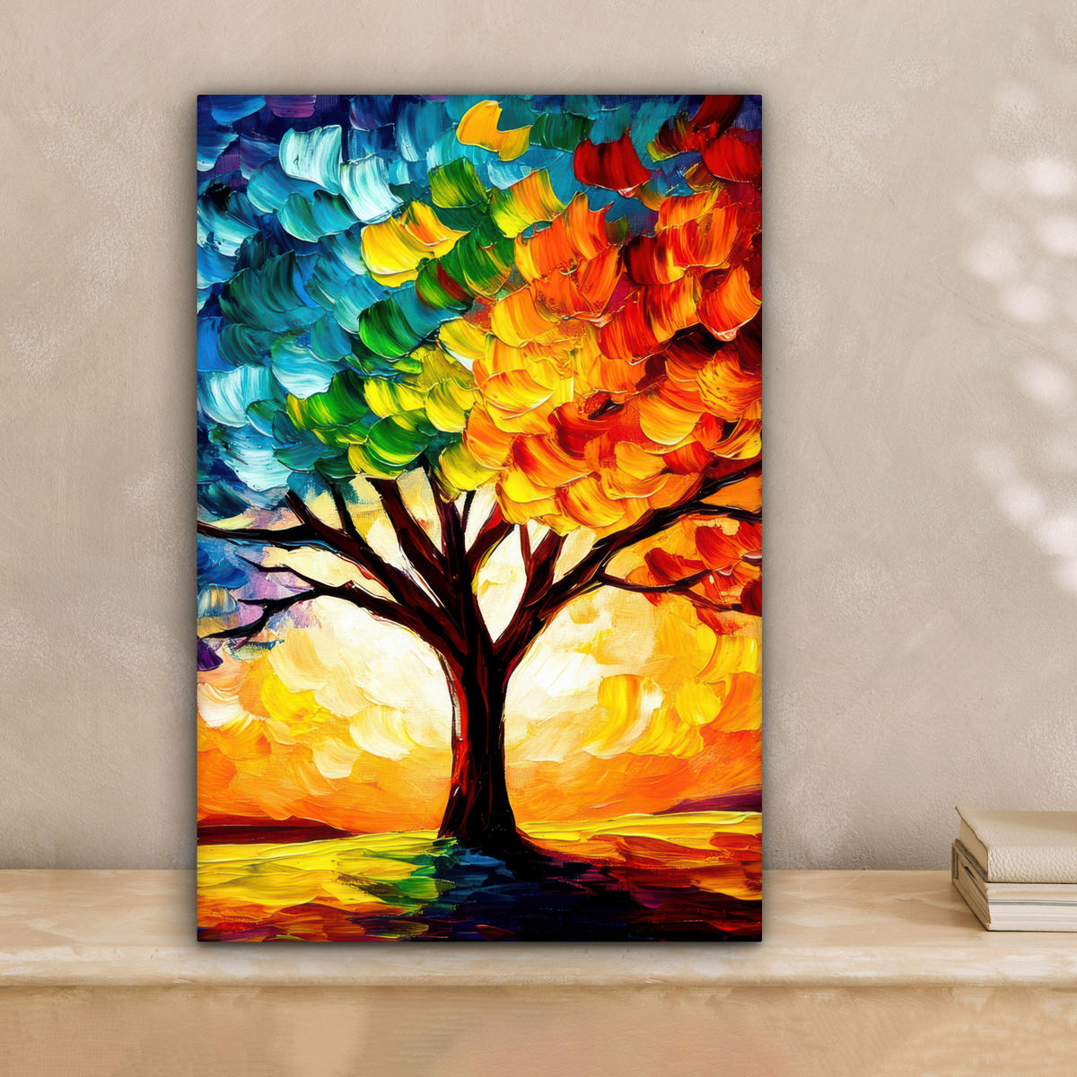 LEINWANDBILD - Baum - Kunst - Natur - Sonnenuntergang - 20x30 - Bilder - Multicolor, Textil (20/30cm) - MuchoWow