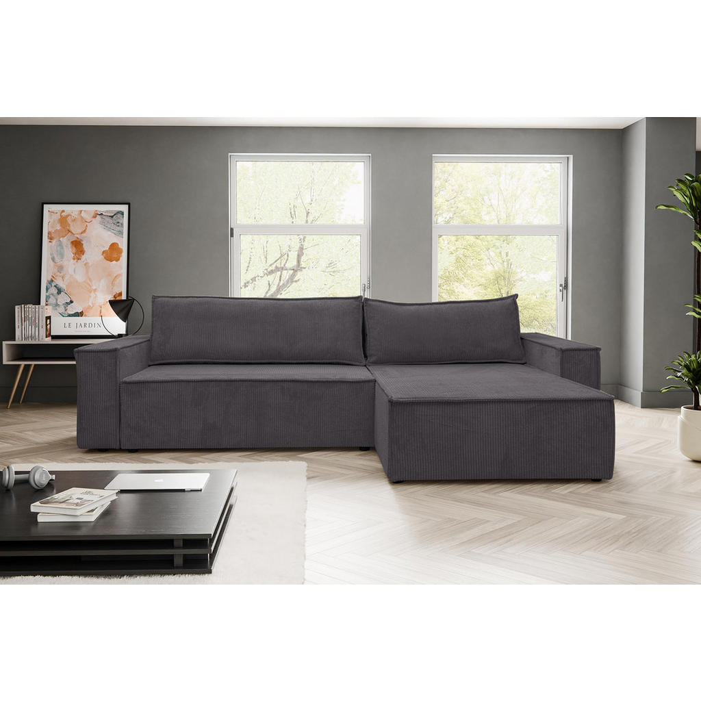 Thumbnail - Venasi Möbel Ecksofa, Dunkelgrau, Textil, L-Form, 274x142 cm, Wohnzimmer, Sofas & Couches, Wohnlandschaften, Ecksofas