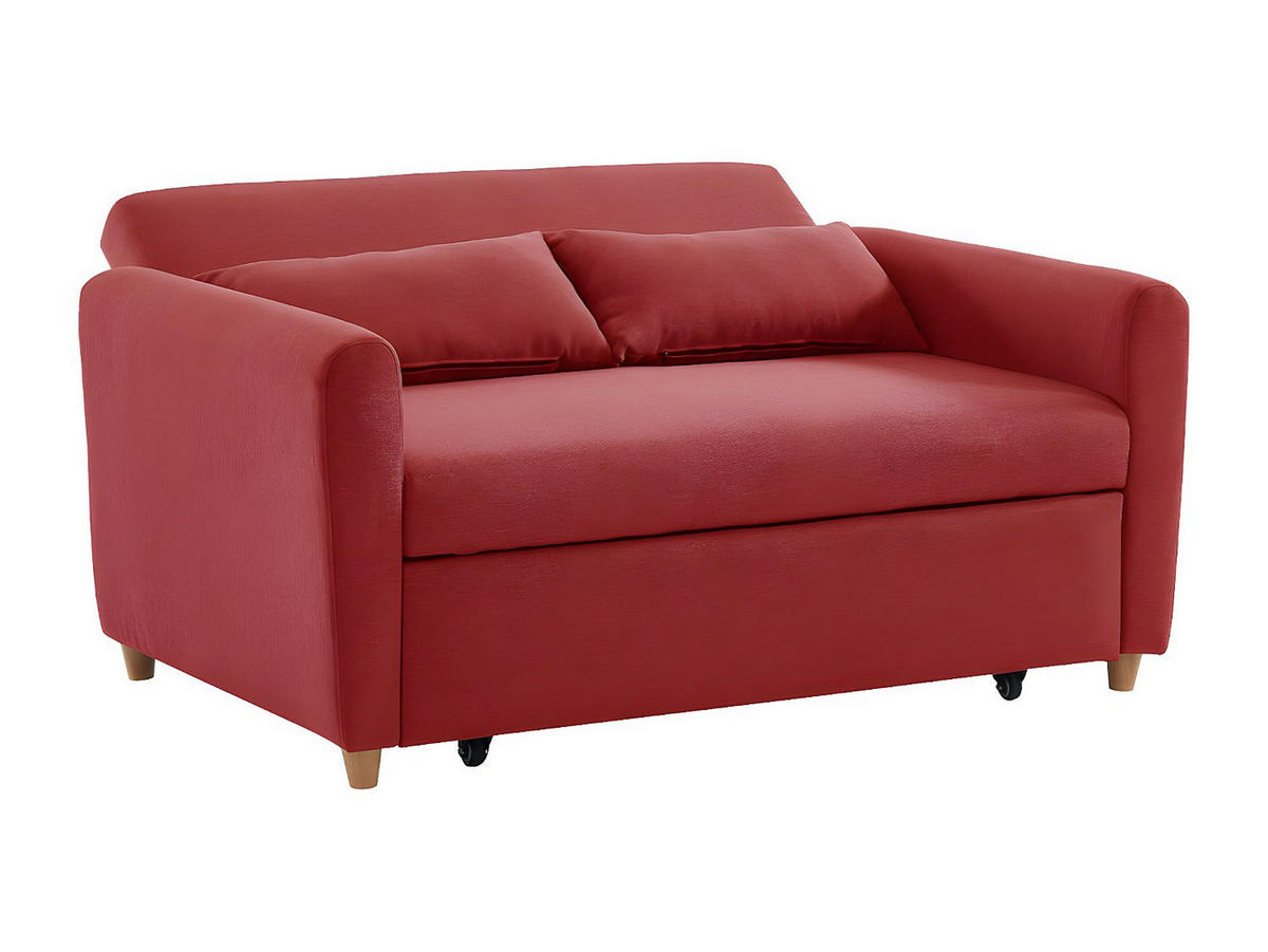 SCHLAFSOFA 2-Sitzer - Stoff - Rot - AYLA - Rot, Textil (140/86/87cm) - Vente-Unique
